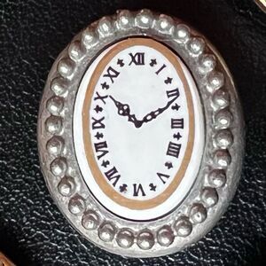 Button Cover Clock Theme Snap-On 1980s Oval 1" x 3/4"